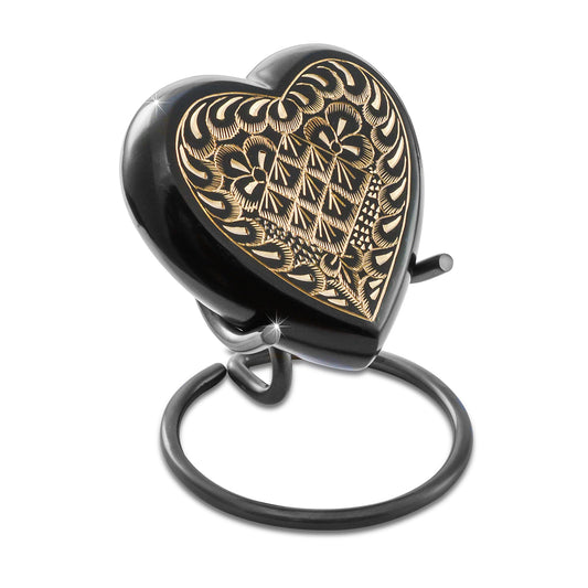 Black Etched Heart Keepsake