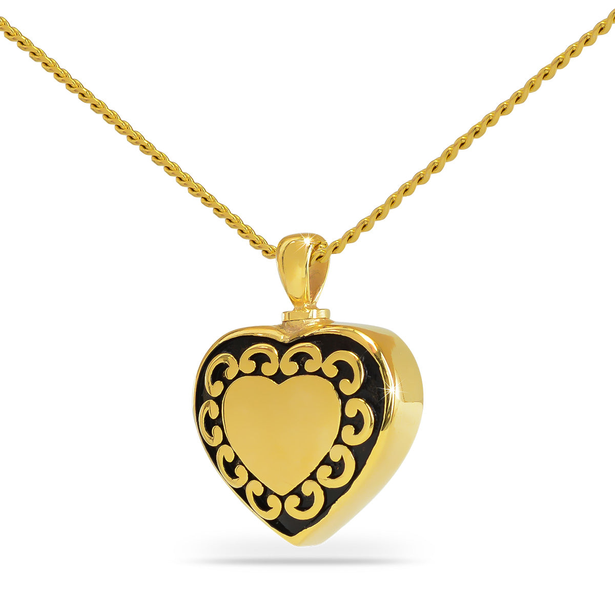 Gold Steel Heart Pendant Keepsake Urn